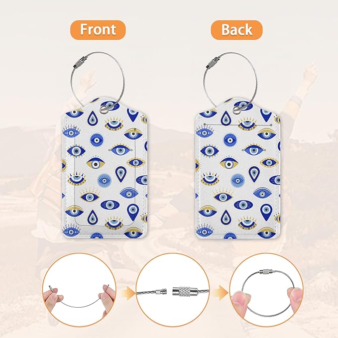 Blue Evil Eyes Hamsa Hand Luggage Tags - Image 3