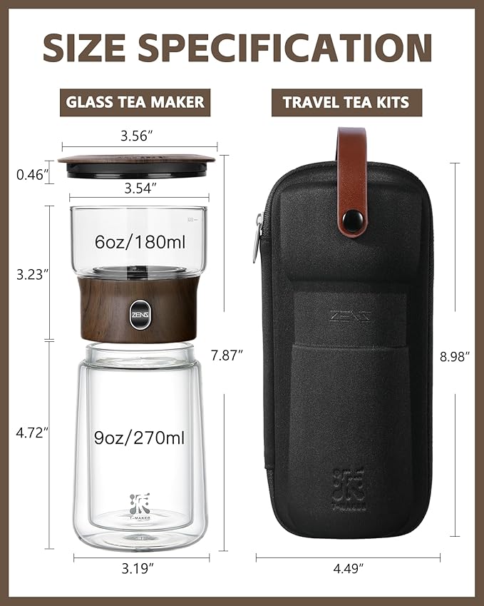 ZENS Modern Glass Infuser Teapot, One Touch Tea Maker - Image 5