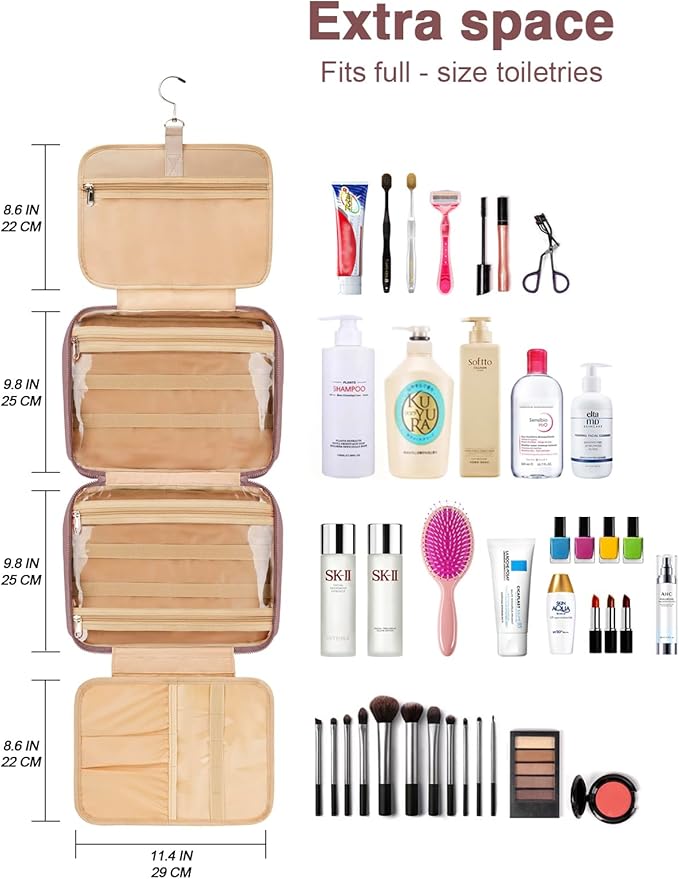 Women's Hanging Toiletry Bag, Waterproof Travel Cosmetic Organizer - Image 6