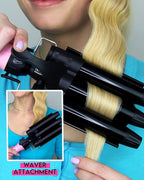 Trademark Beauty Interchangeable Iron Styling Kit - 3 in 1 Curling Iron, Hair Waver, and Curling Wand, Hair Styling Tool, 1.25 Inch Barrels, Mood - Pink/Black