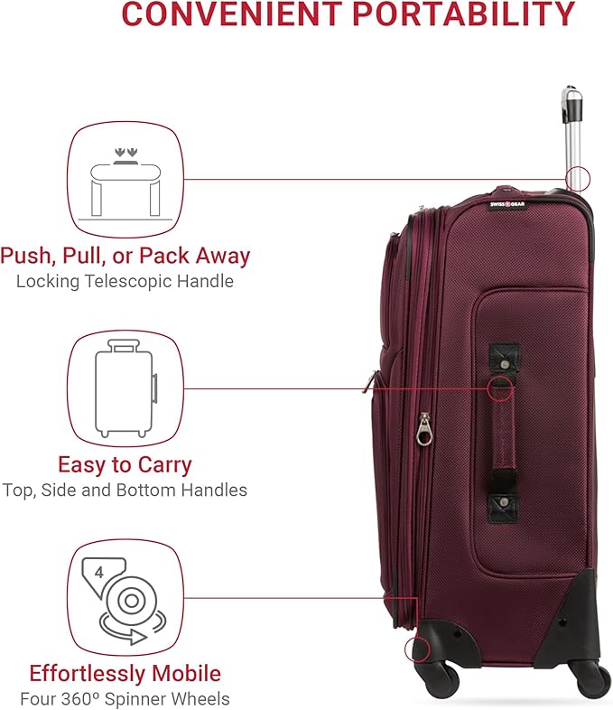 SwissGear Sion Softside Expandable Luggage, Checked-Medium 25-Inch - Image 2