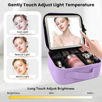 Travel Makeup Bag with LED Mirror and Light Travel Makeup Case Cosmetic - Image 2