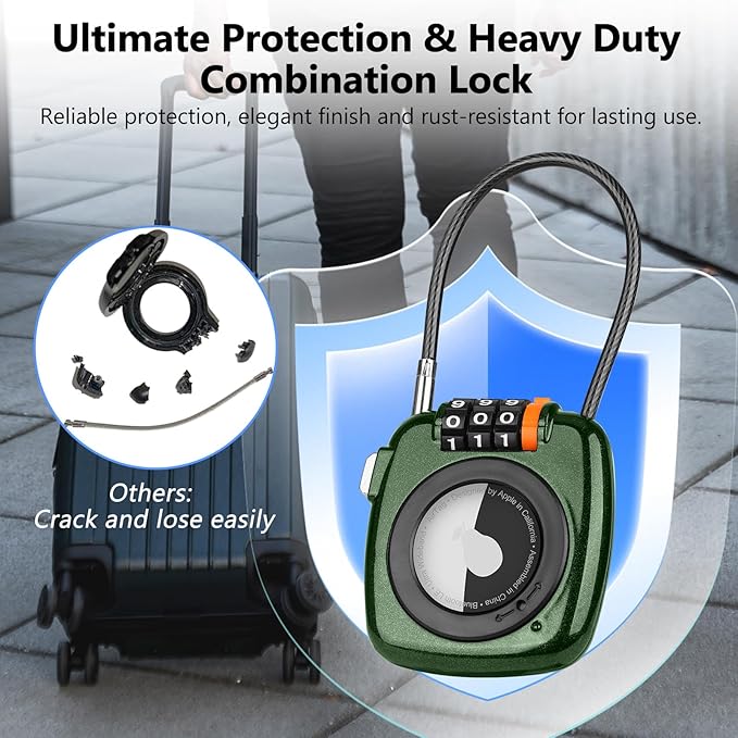 Compatible with Apple AirTag Secure Lock with Wire Cable, 3-Digit Combination - Image 7