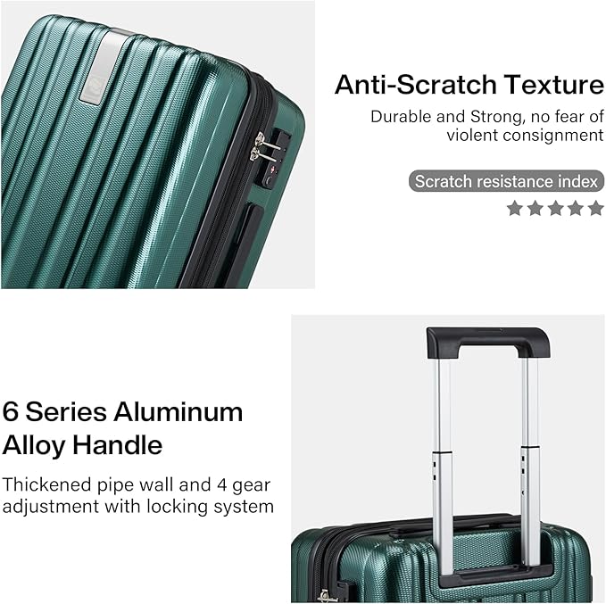 Hanke Expandable Hardshell Luggage Sets 3 piece Carry on Luggage - Image 8