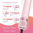 Blow Dryer Brush Set 5 in 1 with Curling Barrels, Volumizing Round & Straightening Brush, Hot Air Hair Styler Multi Styler for Blowouts, Travel Friendly, Pink – AURA LUXE