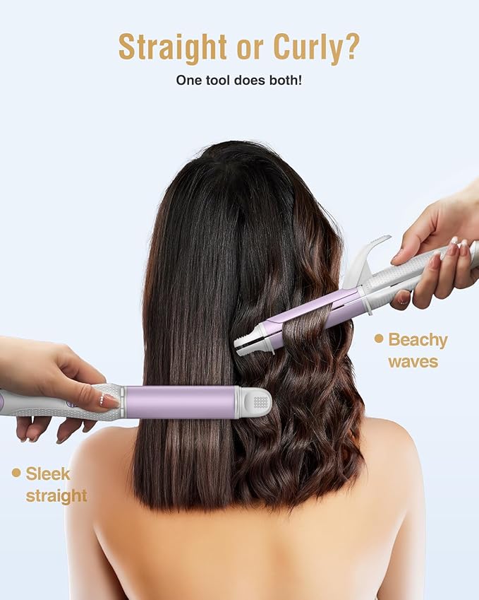 Europe Travel Curling Iron Mini: Dual Voltage Curling Iron for Traveling - Mini Travel Curling Irons 1 Inch with US Plug,Purple 390℉ for Fine/Damaged Short Hair