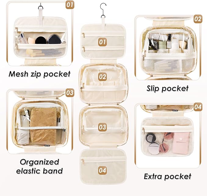 Travel Toiletry Makeup Bag for Women Hanging Toiletry Bag Cosmetic Organizer - Image 3