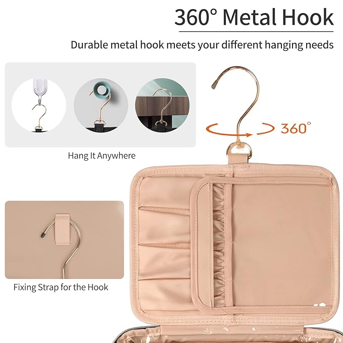 CUBETASTIC Hanging Travel Toiletry Bag, Portable Travel Makeup Bag - Image 2