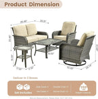 HOOOWOOO Patio Furniture Set, 5 Pieces Outdoor Conversation Set, All Weather - Image 7