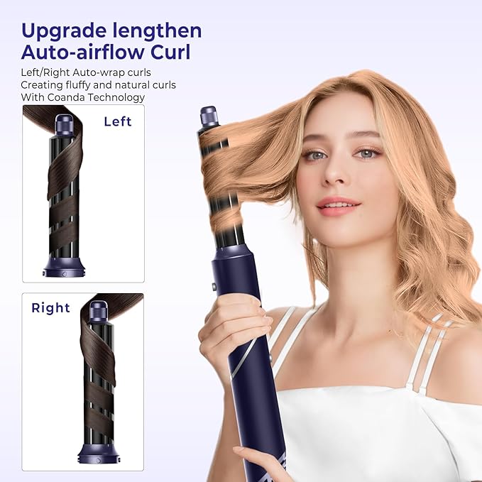 6 in ONE Blow Dryer Brush, Curling Wand Hair Styling Tools Set, Ionic Hot Air Hair Dryer, Massage Oval Hair Dryer, Left&Right Hair Curlers 100-120V