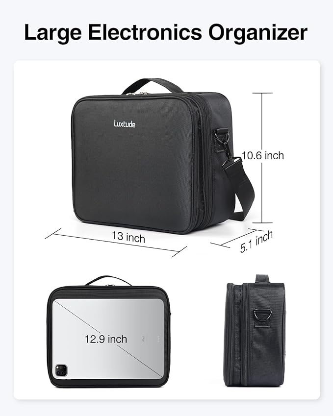 Luxtude Electronic Organizer Travel Case Large, Double Layer Tech Carrying Case - Image 6