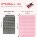 Oversize Silicone Heat Resistant Mat for Curling Irons, Flat Irons, Hair Straighteners and Hot Hair Styling Tools, Portable Hot Tools Cover Pad for Travel Vanity Salon(14.2" x 11.0")