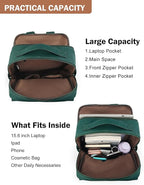 MASINTOR 15.6 inch PU Leather Laptop Backpack Purse - Image 3