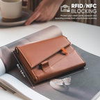 Real Leather Wallet RFID Blocking Passport Holder - Image 5