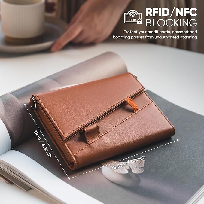 Real Leather Wallet RFID Blocking Passport Holder - Image 5