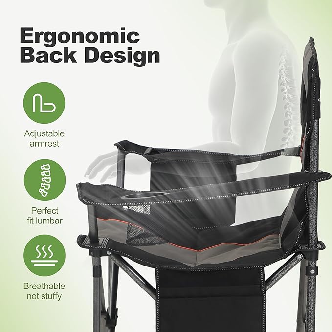 LET'S CAMP Folding Camping Chair Oversized Heavy Duty Padded Outdoor Chair - Image 9