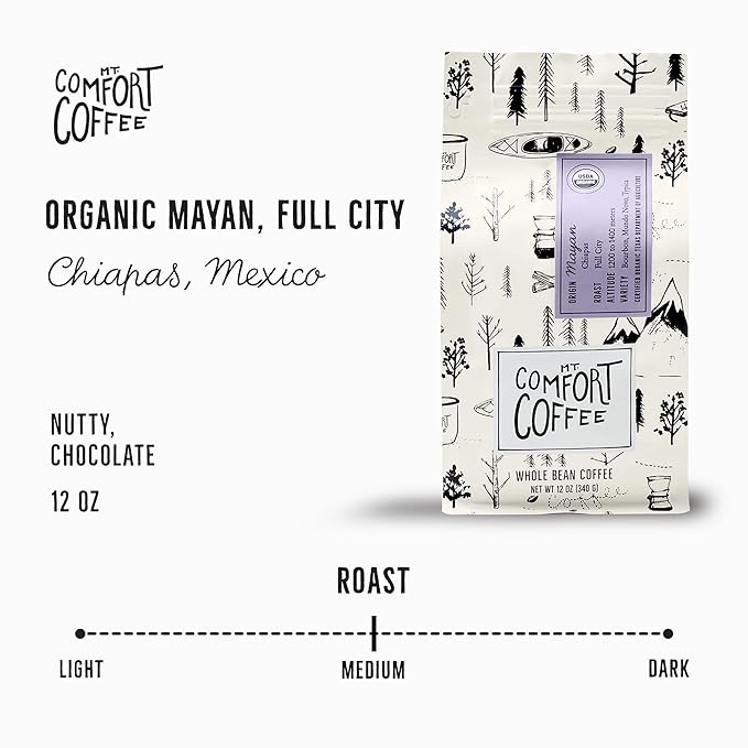 Mt. Comfort Coffee Organic Mayan Whole Bean Coffee, 12oz – Full City Roast - Image 2