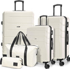 Hoteel Luggage Sets 5 Piece, ABS+PC Hard Shell Expandable Suitcases by HOTEEL