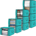 Fab totes 10 Pack Clothes Storage, Foldable Thick Fabric Blanket Storage Bags by Fabtotes