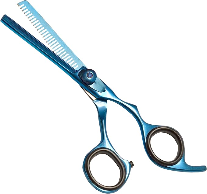 ANDUSTRIAL - Professional Hair Cutting And Thinning Scissors/Shears For Men/Women/Home/Salon - Premium High Carbon Steel Quality - Smooth And Sharp - 7 Inch, Blue