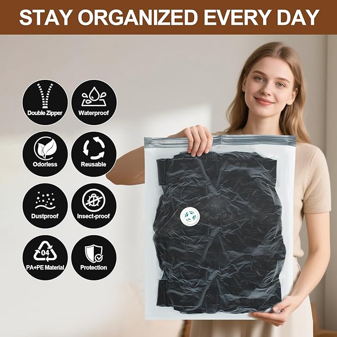 Vacuum Seal Bags for Clothing Travel, 16 Pack Vacuum Storage Bags - Image 5