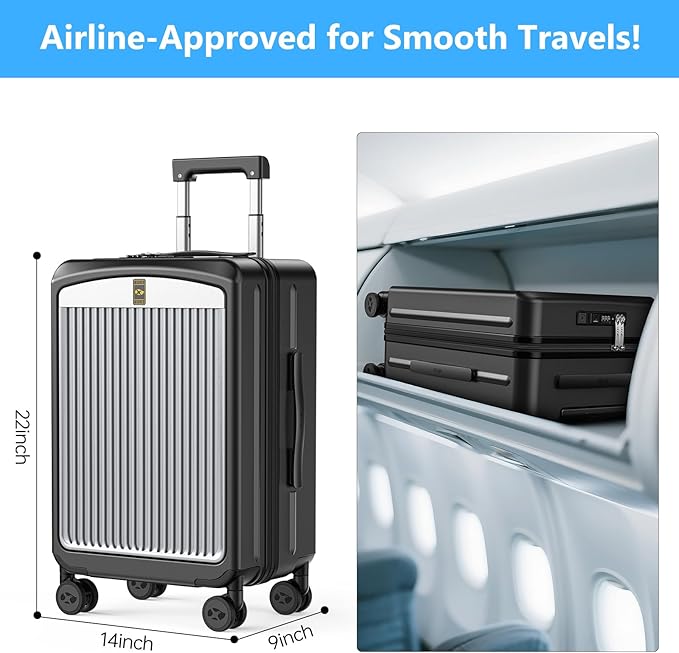 MGB Carry on Luggage 22x14x9 Airline Approved, Durable PC Hardside Suitcase - Image 7