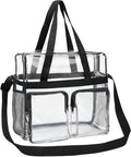 Inmorven Travel Toiletry Bag with Jewelry Organizer, Cosmetic Case, Bathroom Travel Kit with Jewelry Storage (Clear Black 03)