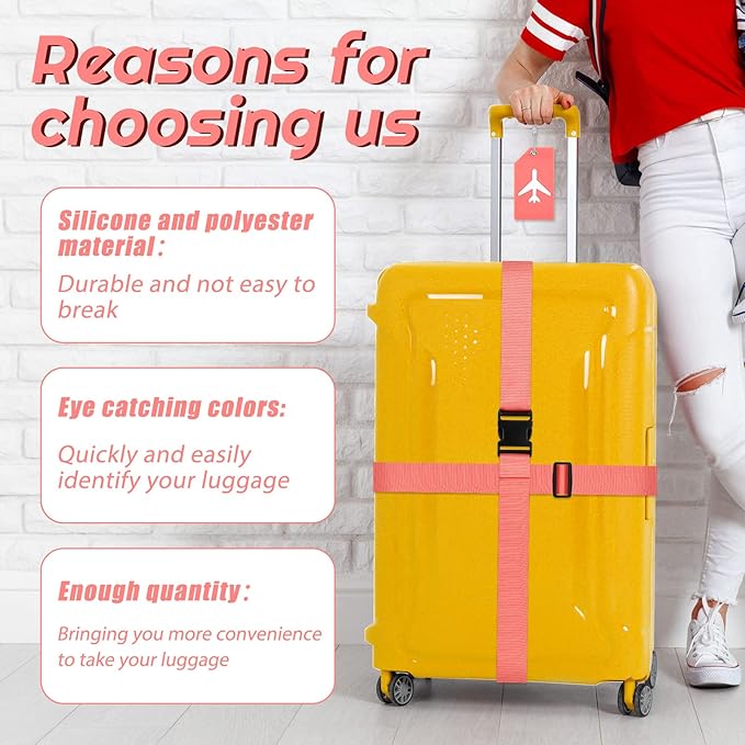 Weewooday 8 Pcs Luggage Straps Suitcase Tags Set - Image 4