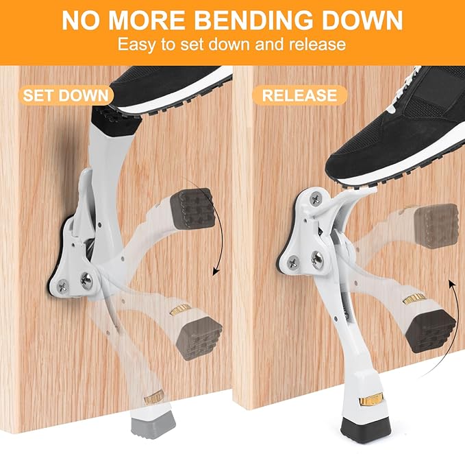 2 Packs Heavy Duty Kickdown Door Stopper, One Touch Adjustable Kickdown Door - Image 2