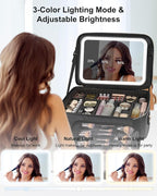 Relavel Travel Makeup Bag With LED Mirror, 16.2" Large Makeup Train Case - Image 2
