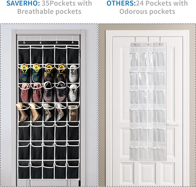 35 Pockets Over the Door Shoe Organizer, Hanging Shoe Organizer - Image 4
