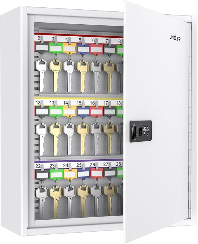 Uniclife 60 Position White Key Cabinet Steel Security Storage Box by UnicLife