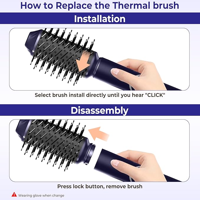 6 in 1 Hair Dryer Brush, Foldable Blow Dryer Brush with Air Styler Curler Wrap, Detachable Hot Air Brush Dry,Volumize, Straight,Curl, Negative Ion Brush Blow Dryer with Diffuser, Hair Styler Tools
