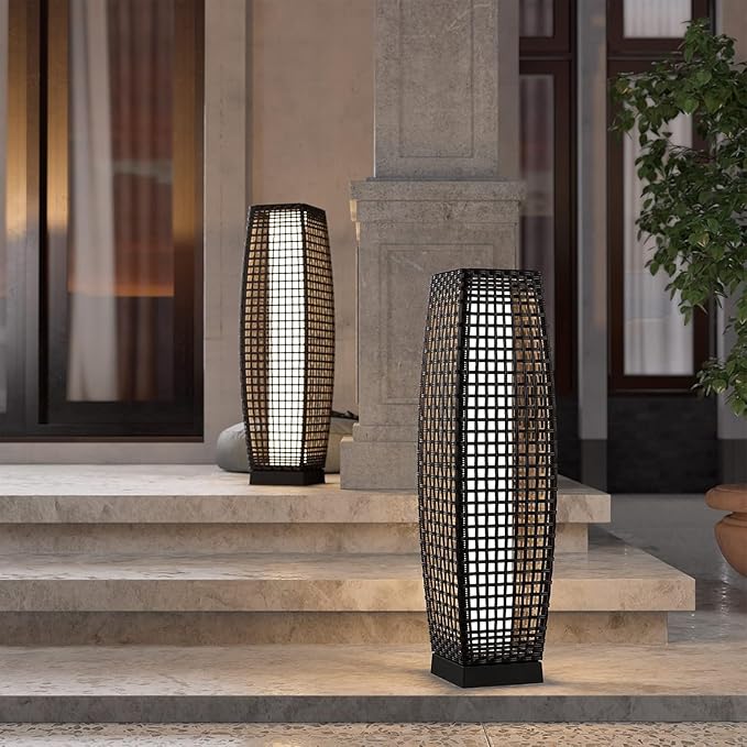 Grand patio Solar Outdoor Floor Lamp Water-Resistant Wicker Deck Lantern Light - Image 2