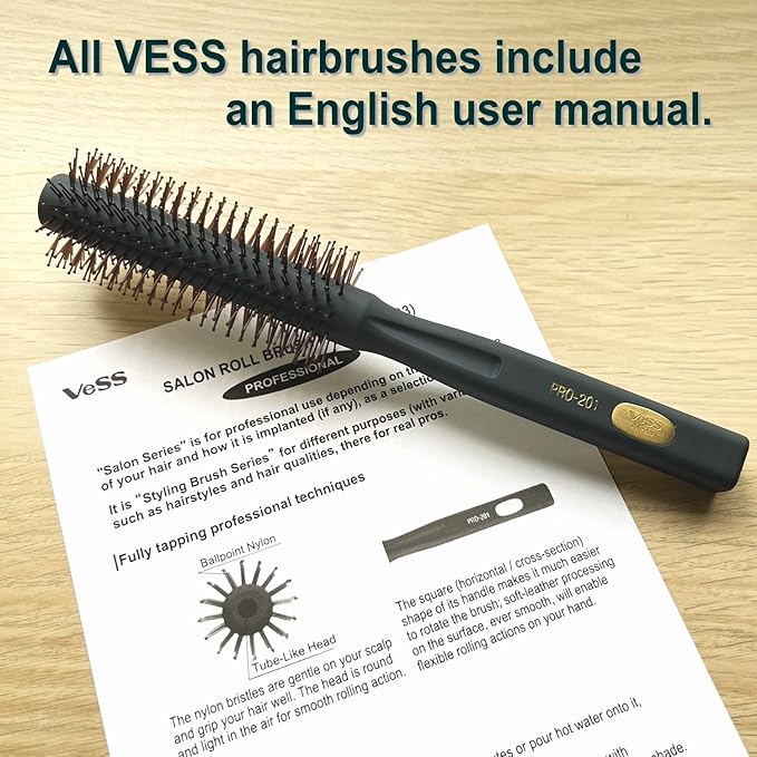 VESS Salon Roll Brush Professional Use PRO-201 For Short Hair and Medium Hair-D33 mm-Made in Japan