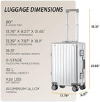 20 Inch All Aluminum Carry On Luggage 22x14x9 Airline Approved - Image 3