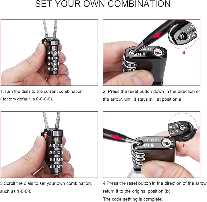 ZHEGE TSA Approved Locks for Luggage, Cable Locks - Image 7