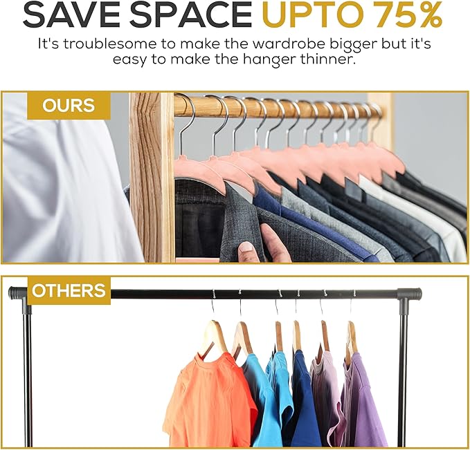 50 Pack New Premium Quality Velvet Hangers Ultra Thin Non Slip Adult Felt Space - Image 6