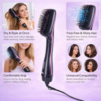 2-in-1 Hair Dryer Brush & Straightener Brush, Ionic Blow Dryer Brush for Women, Hot Air Brush with Paddle Design, Negative Ion Hair Styler for Smooth, Shiny, Frizz-Free Hair, Lightweight & Fast Drying