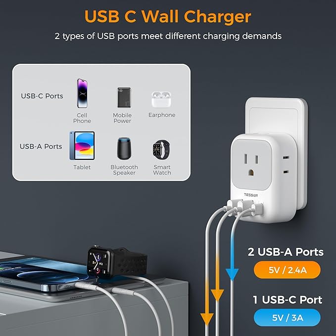 Italy Travel Plug Adapter 2 Pack, TESSAN Italy Power Adaptor - Image 4