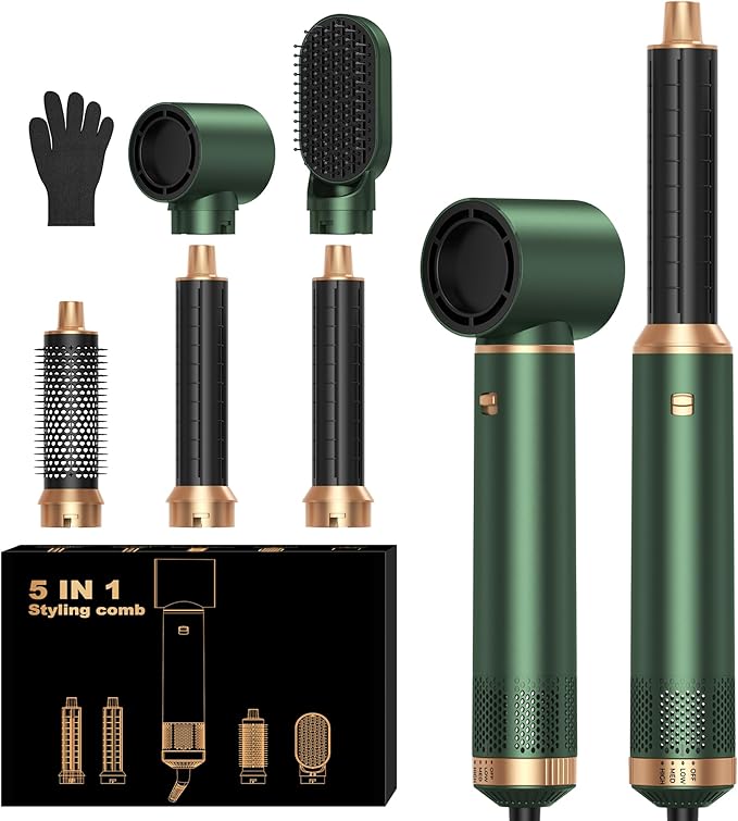 5 in 1 Blow Dryer Brush, Upgrade Hair Dryer Brush Set Negative Ion Air Styler Curling Wrap Air Curler, Hot Air Brush Curling Iron Hair Styling Tools As A Gift for Straight/Curl/Dry/Smooth