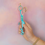 Cricket Shear Xpressions Charmed Life 5.75” Professional Stylist Hair Cutting Scissors, Japanese Stainless Steel Shears, Guidance Counselor (Aqua & Gold Chrome)