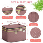 Large Makeup Bag with Mirror Double Layer Travel Make Up Organizer Case - Image 5