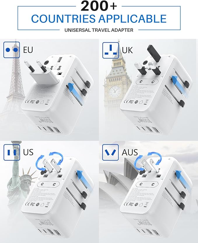 DOACE Universal Travel Adapter, 100W GaN 3.0 International Power Adapter - Image 4