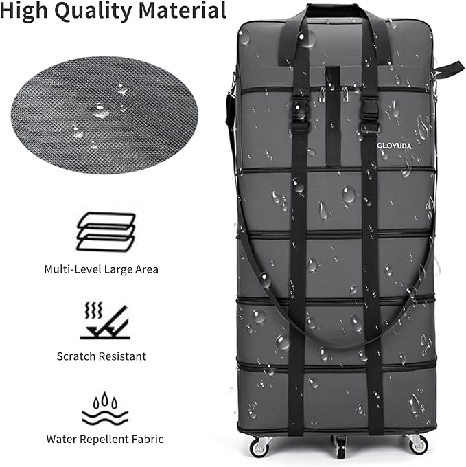 Expandable Foldable Luggage, Rolling Duffle Bag - Image 4