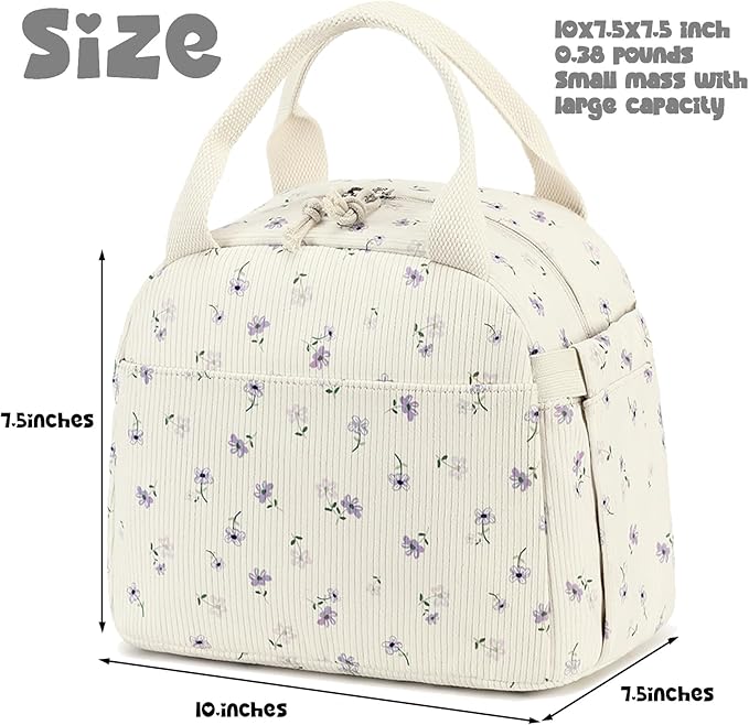 Bluboon Lunch Bag for Women Men Cute Corduroy Lunch Tote Bags Reusable - Image 2