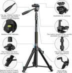 Camera Tripod 69 Inch, Patented 3-Way Swivel Portable Phone Tripod Professional - Image 5