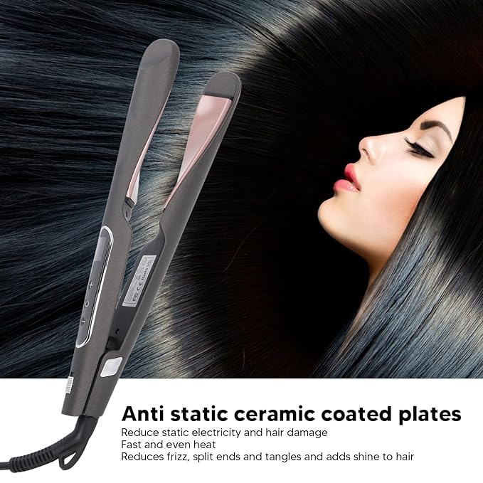 Twisted Structure 2 in 1 Hair Straightener Curler, Versatile Styling, Reduce Frizz, Suitable for All Hair Types, LCD Display, Ceramic Coating,Lasting (NPT 3/4in)