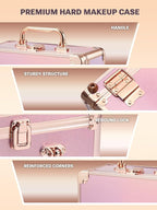 Qislee Makeup Box with A Detachable Lighted Mirror, Waterproof Travel Train Case - Image 4