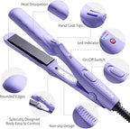 LOVANI Dual Voltage Travel Straightener, Tourmaline Ceramic Small Straightener for Short Hair and Bangs, Portable with Insulated Bag (Purple)